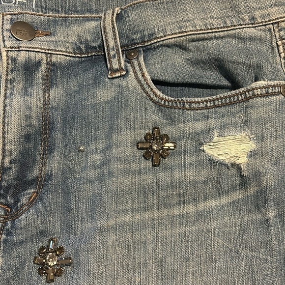 Ann Taylor Loft denim shirt with jewel embellishments size 14 - Picture 4 of 7